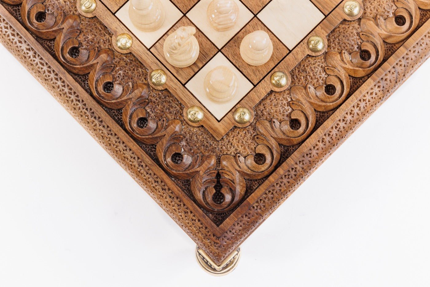 Wooden Square Chess Set with Bronze Legs 40 cm | 15.6" - Unumperfectus