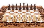 Ornamental Braid / chess and backgammon set - chess pieces set up for play