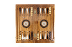 Solid walnut luxury chess and backgammon set with full-border ornamental braid and hand-sculpted bird and floral carvings