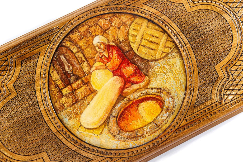 Luxury backgammon board artistic painting with epoxy detail