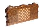 Ornamental backgammon board - open board ready for play