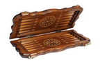 Ornamental backgammon board - close-up of the carved design