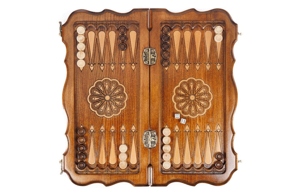 Wooden Backgammon Board Ornamental 15.7" | 40 cm - Unumperfectus