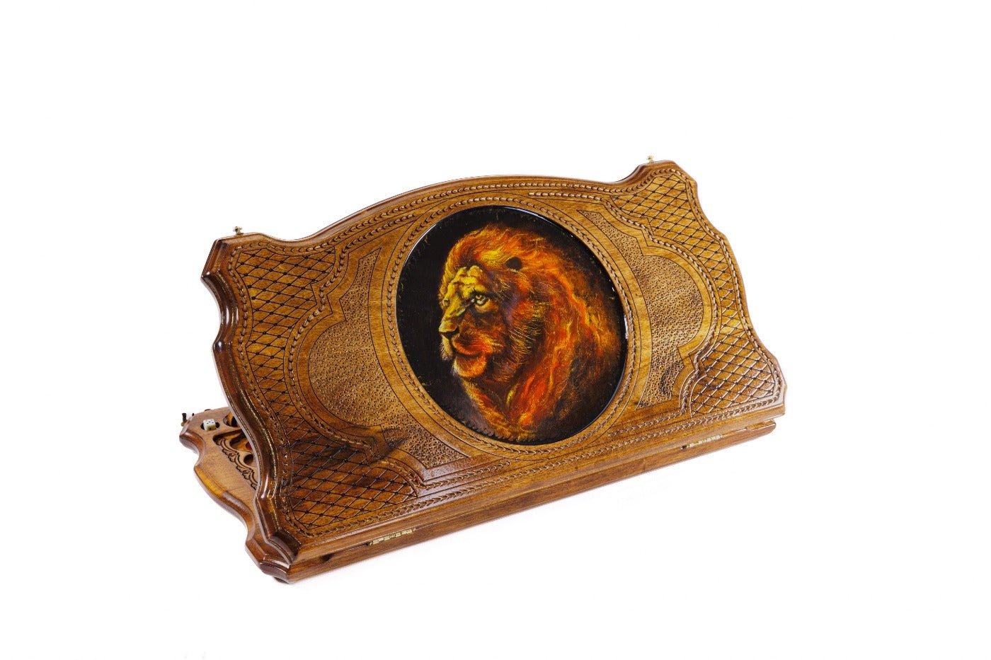 Lion epoxy wooden backgammon board handcrafted luxury design