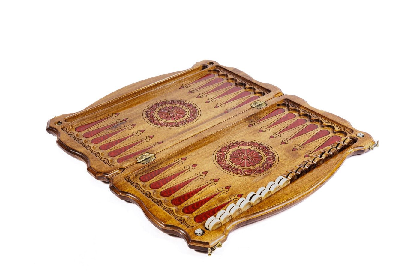 Premium handcrafted wooden backgammon board strength symbol epoxy style