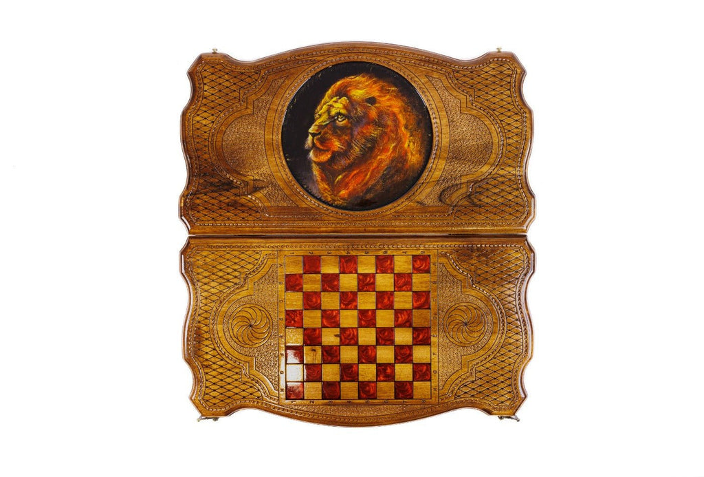Backgammon Board - Lion With Epoxy - Unumperfectus