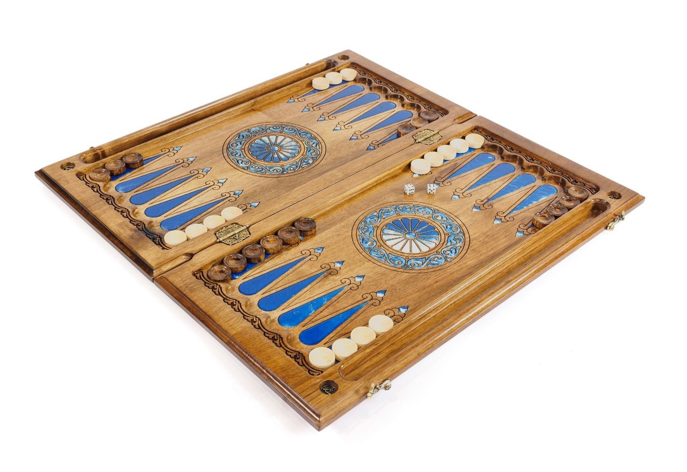 Premium handcrafted wooden backgammon board painted epoxy artwork