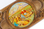 Luxury backgammon board with artistic painting and epoxy detail
