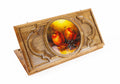 Pomegranate painting epoxy wooden backgammon board handcrafted design