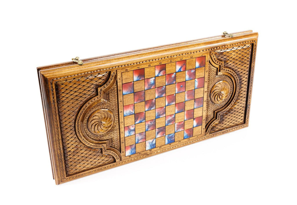Backgammon Board - Pomegranate Painting & Epoxy - Unumperfectus