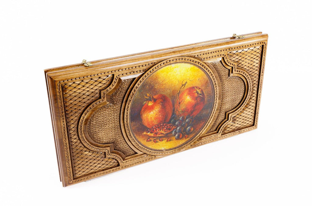 Backgammon Board - Pomegranate Painting & Epoxy - Unumperfectus