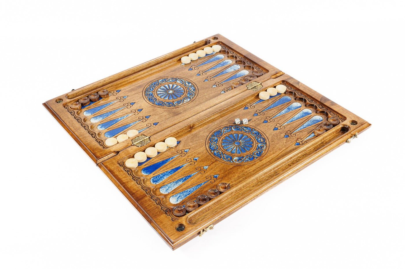 Premium handcrafted wooden backgammon board cultural fruit painting epoxy style