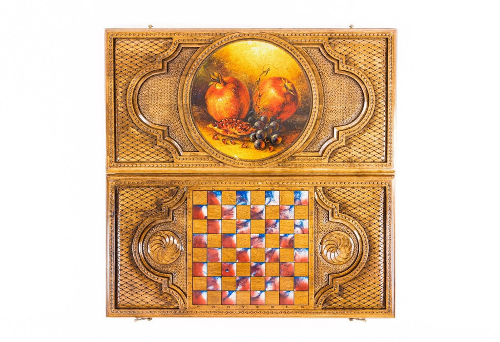 Backgammon Board - Pomegranate Painting & Epoxy - Unumperfectus