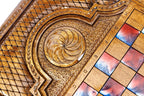 Pomegranate Painting Epoxy backgammon board - angled view
