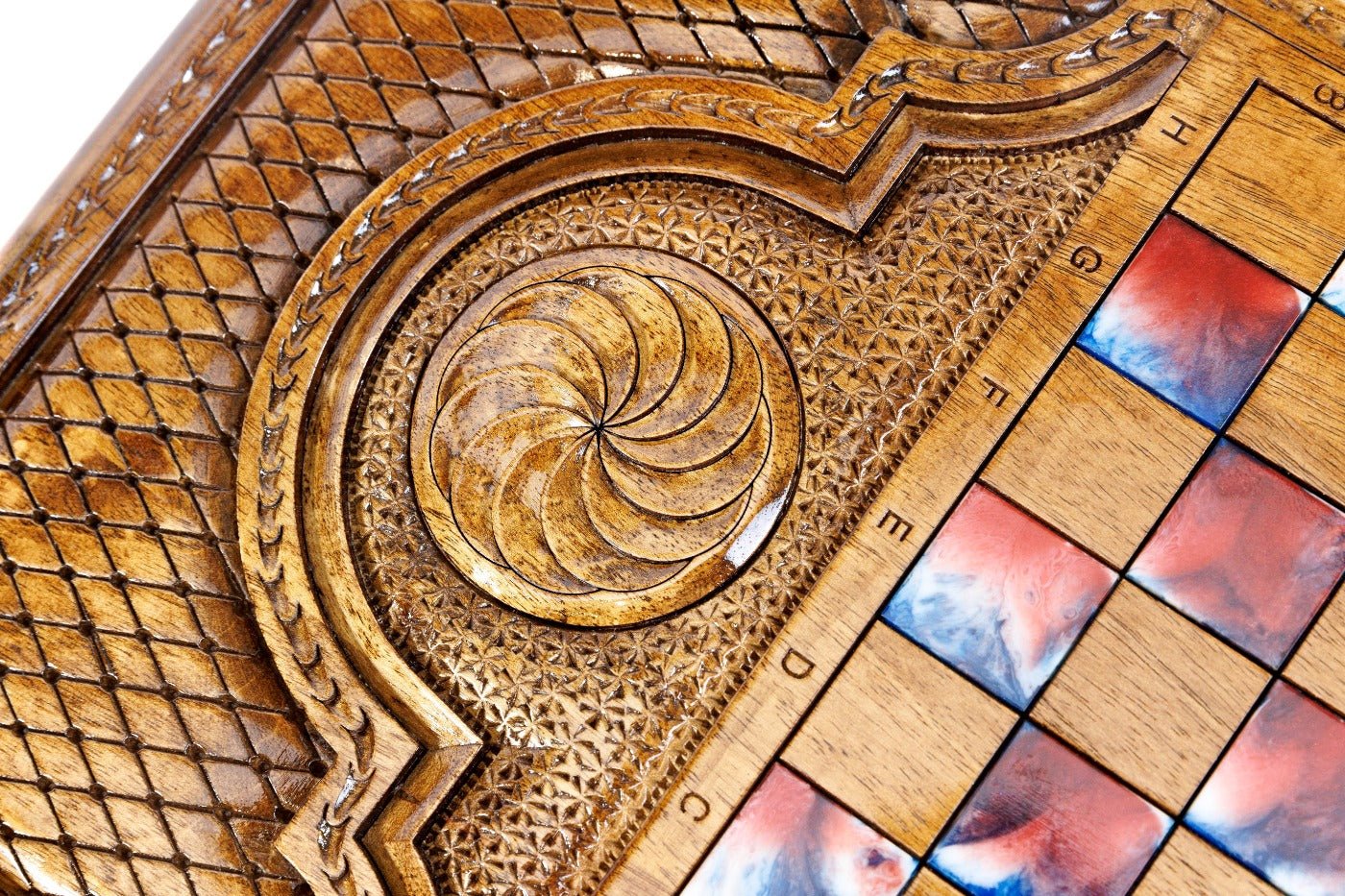 Backgammon Board - Pomegranate Painting & Epoxy - Unumperfectus