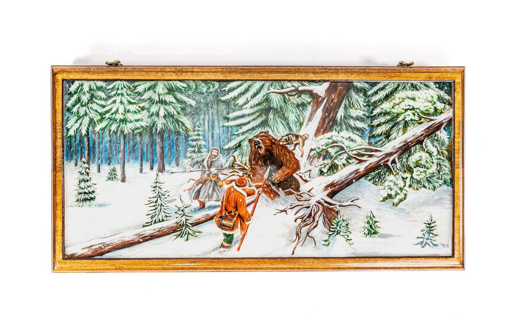 Backgammon Board - Winter & Bears Painted - Unumperfectus