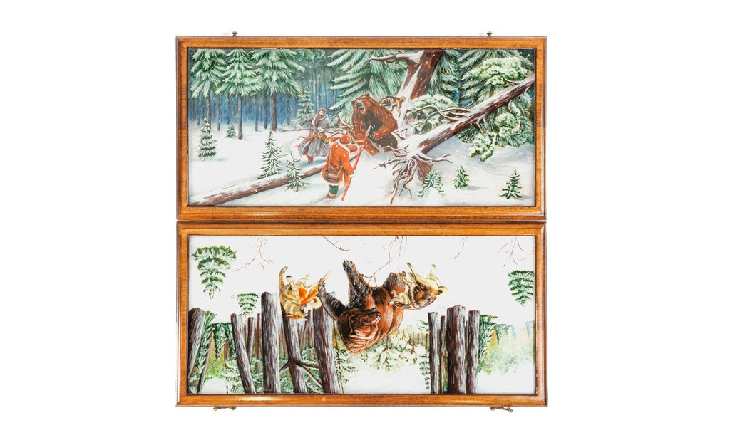 Backgammon Board - Winter & Bears Painted - Unumperfectus