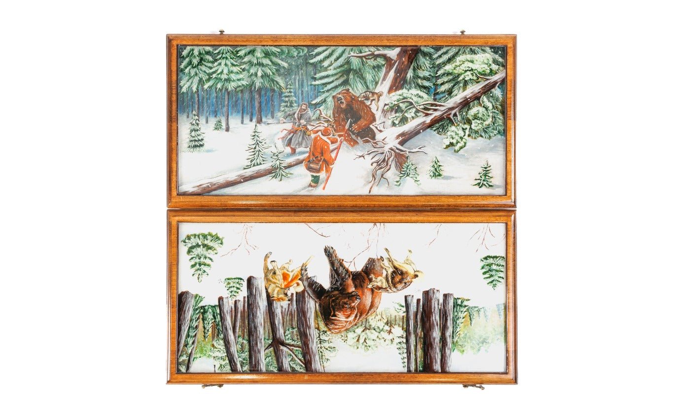 Backgammon Board - Winter & Bears Painted - Unumperfectus