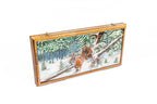 Winter Bears Painted backgammon board - close-up of the carved design