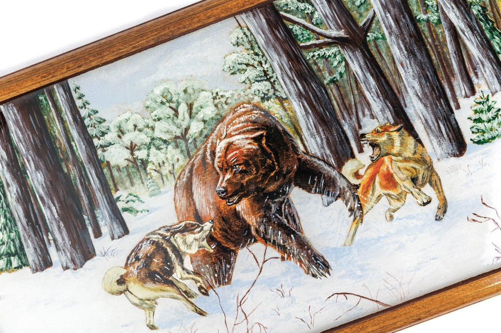 Backgammon Board - Winter & Bears Painted - Unumperfectus