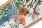 Winter Bears Painted backgammon board - closed cover detail