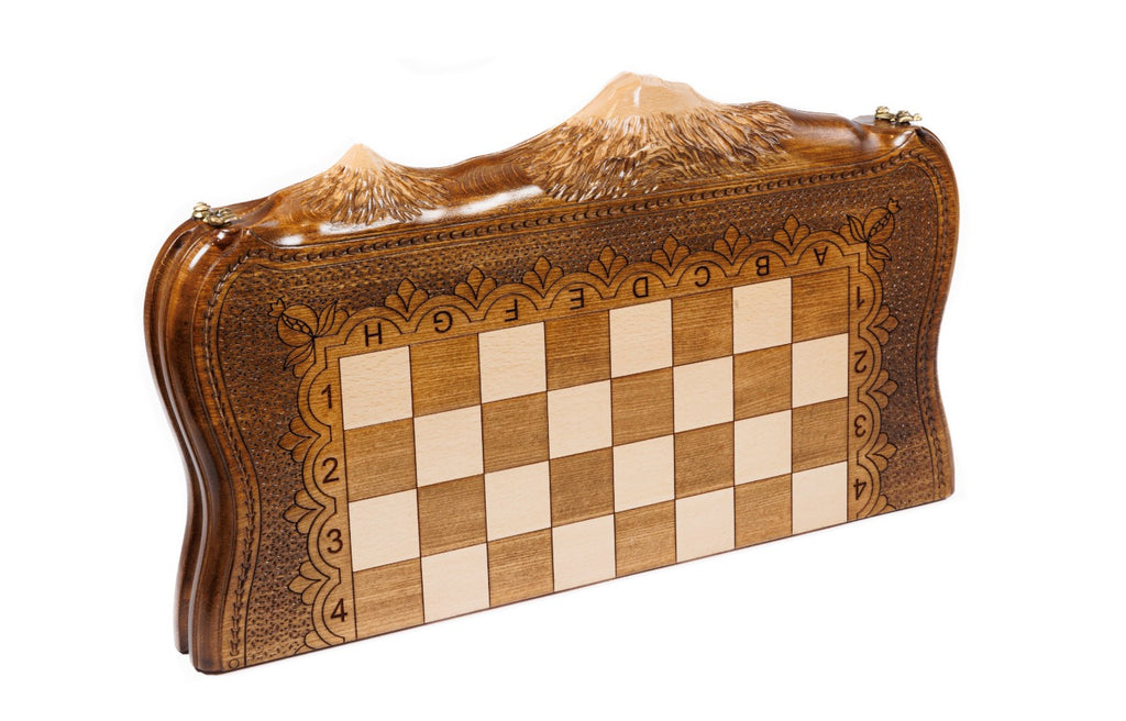Chess Set with Mount Ararat Outline – Wooden Chess Board - Unumperfectus