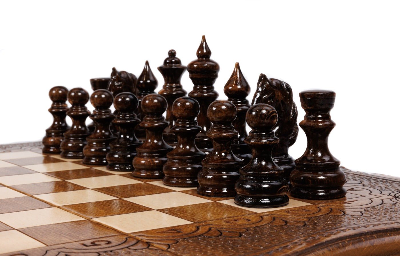 Chess Set with Mount Ararat Outline – Wooden Chess Board - Unumperfectus