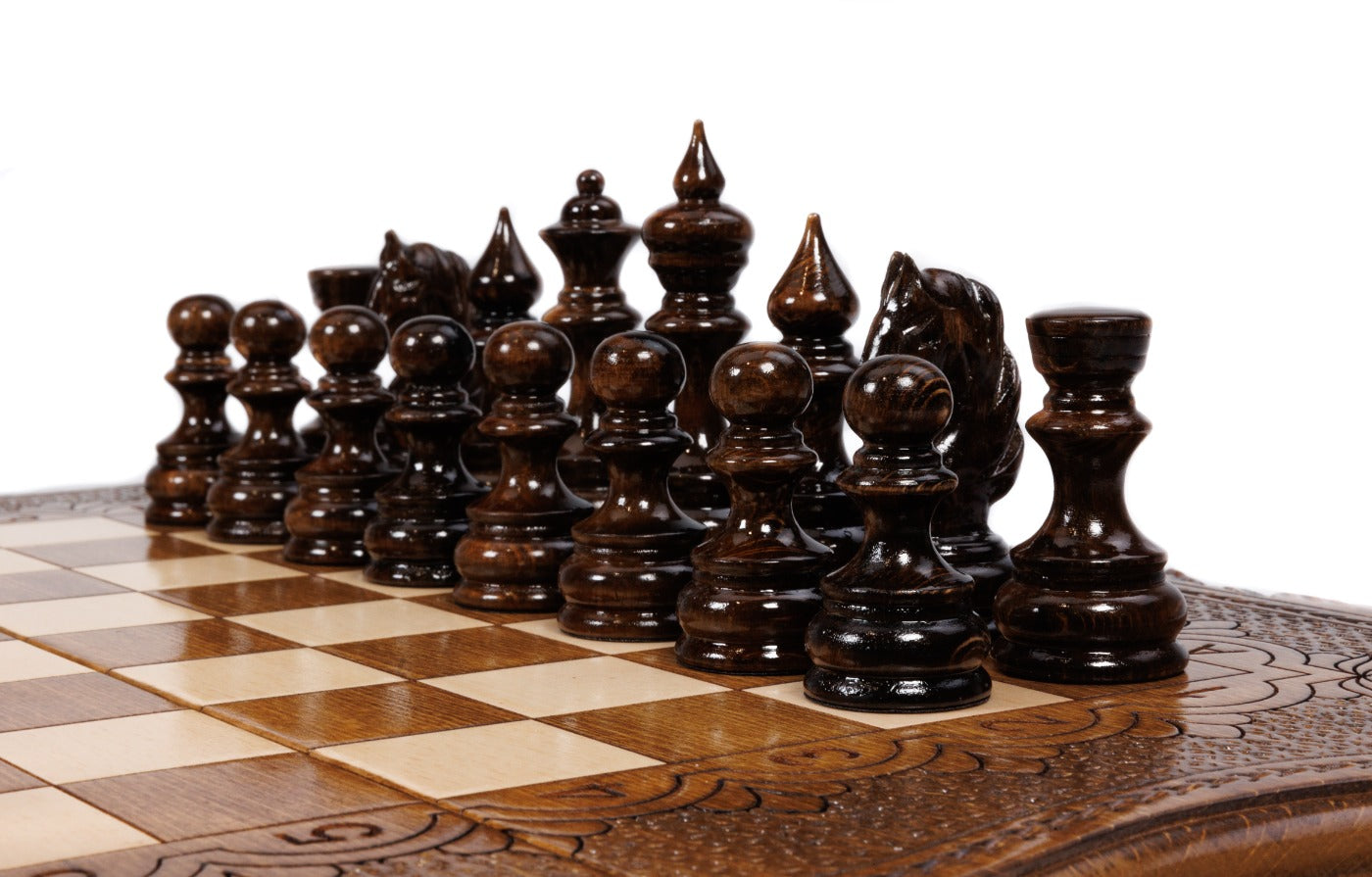 Chess Set with Mount Ararat Outline – Wooden Chess Board - Unumperfectus
