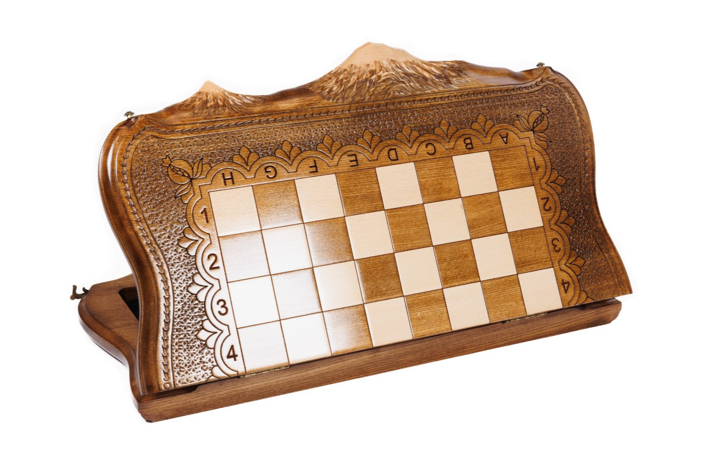 Chess Set with Mount Ararat Outline – Wooden Chess Board - Unumperfectus