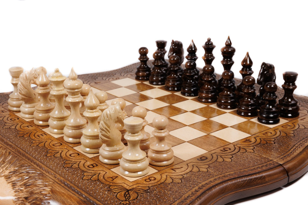 Mount Ararat outline chess board in wood
