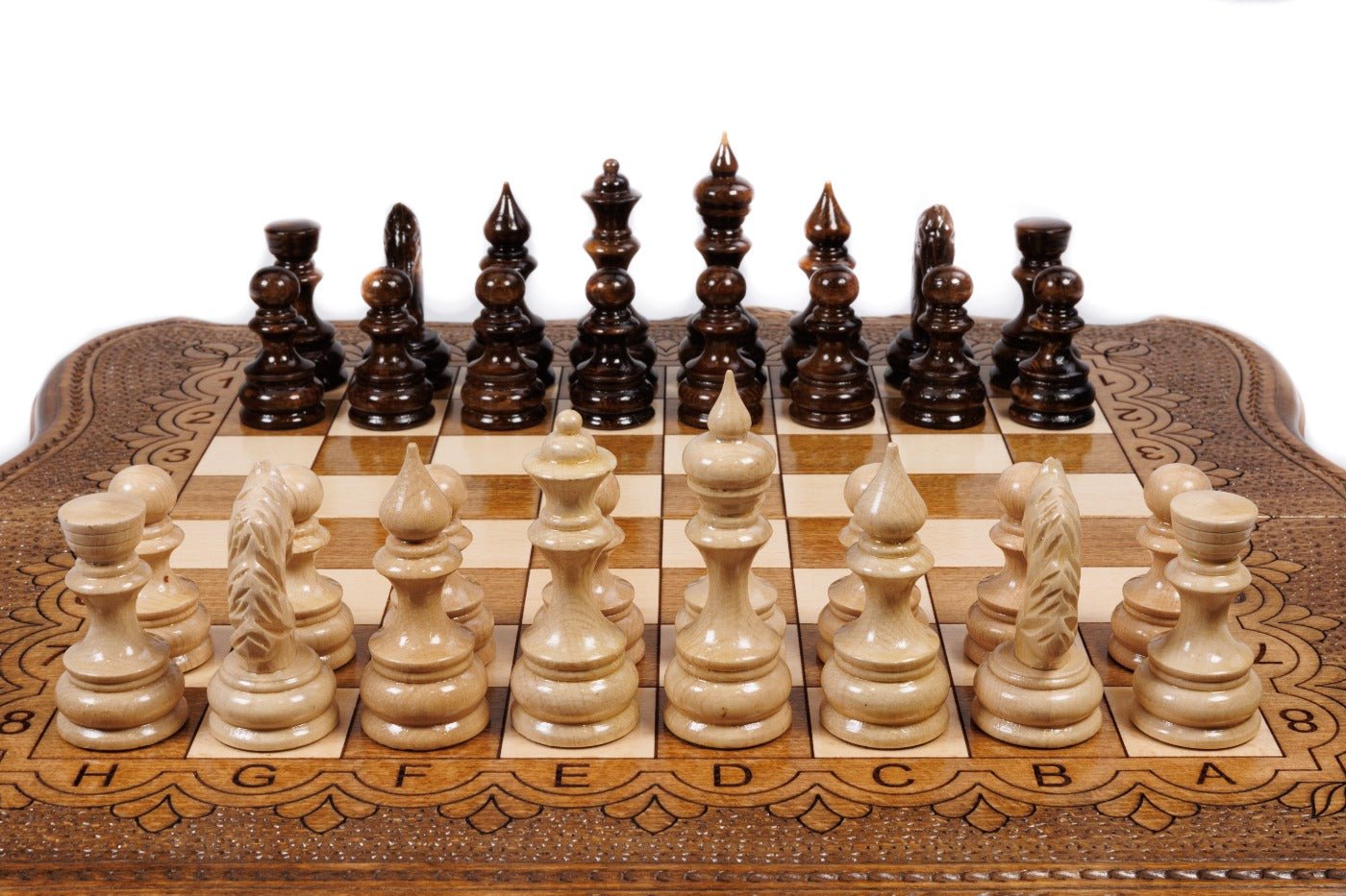 unique wooden chess set with Ararat silhouette