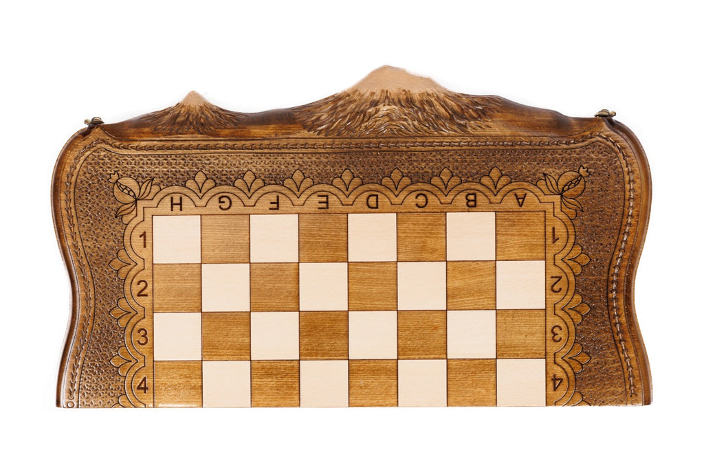 Chess Set with Mount Ararat Outline – Wooden Chess Board - Unumperfectus