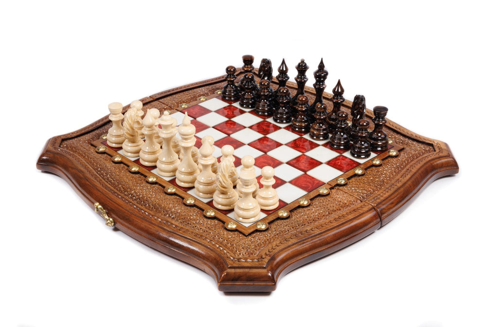 Epoxy Chess Set in Walnut Wood – Epoxy Resin Chess Made by Hrachya Ohanyan - Unumperfectus