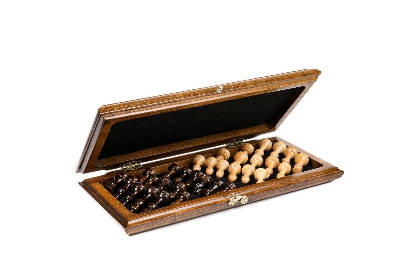 Compact chess set with extended board design and elegant finish
