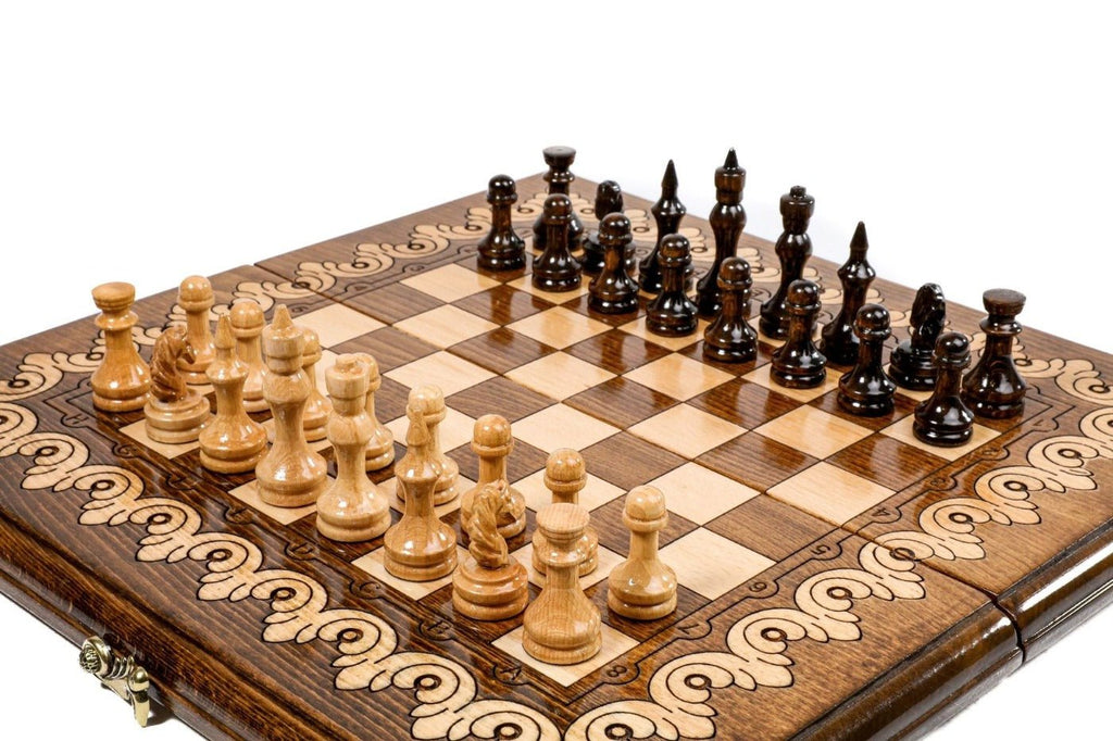 Wooden chess board featuring wider layout and refined craftsmanship