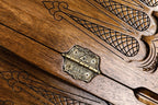 Ornamental backgammon board - detail of the wood grain and finish