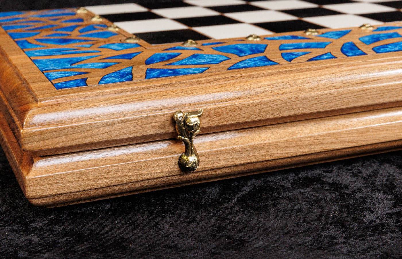 Tree of Life Chess–Backgammon Board with Epoxy Resin – 60 cm | 23.6" Handmade Wooden Game Set