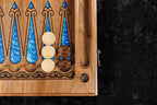 Tree of Life Chess Epoxy Resin chess and backgammon set - angled view showing the craftsmanship