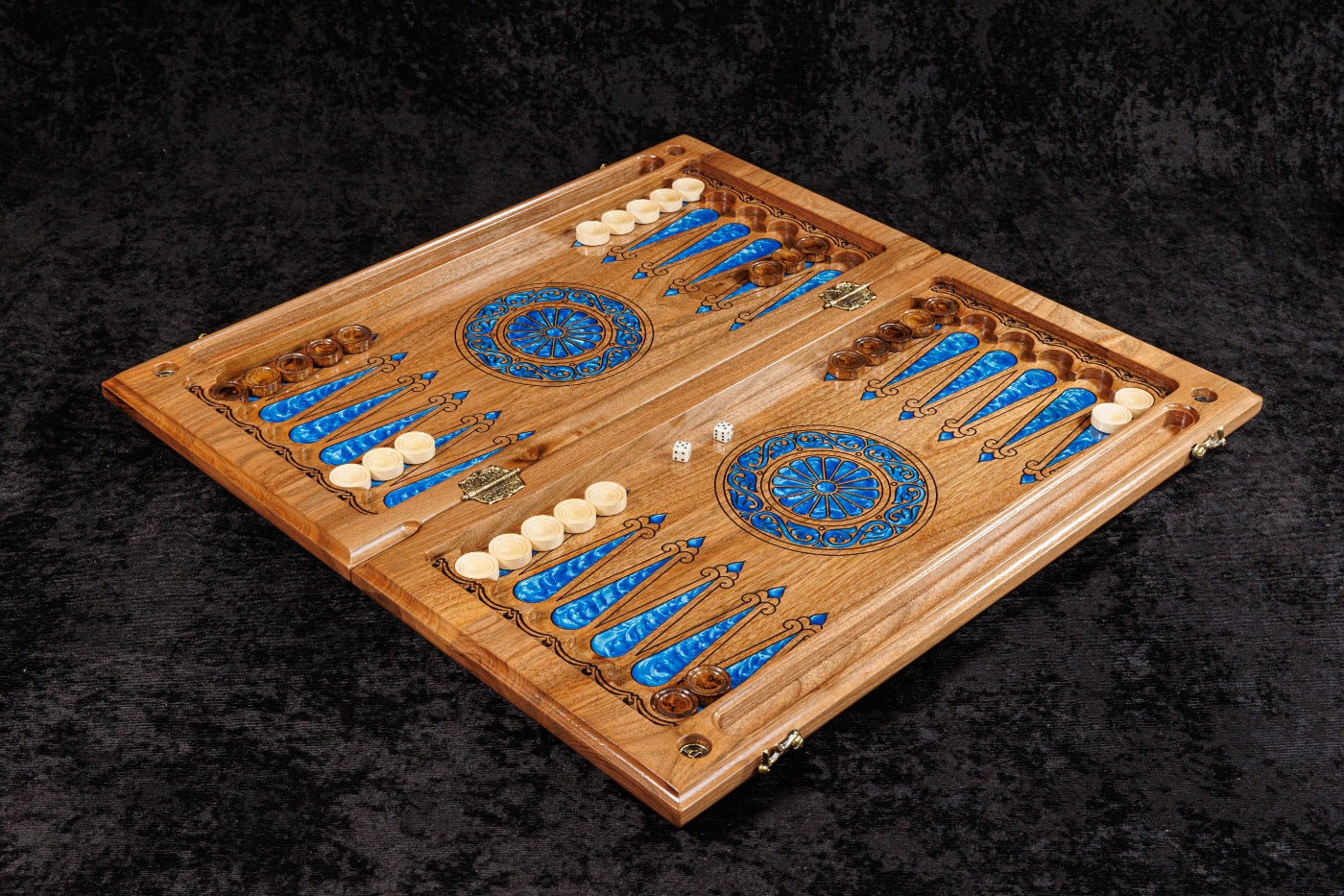 Luxury handmade Tree of Life chess backgammon board 23.6 inch with decorative resin accents