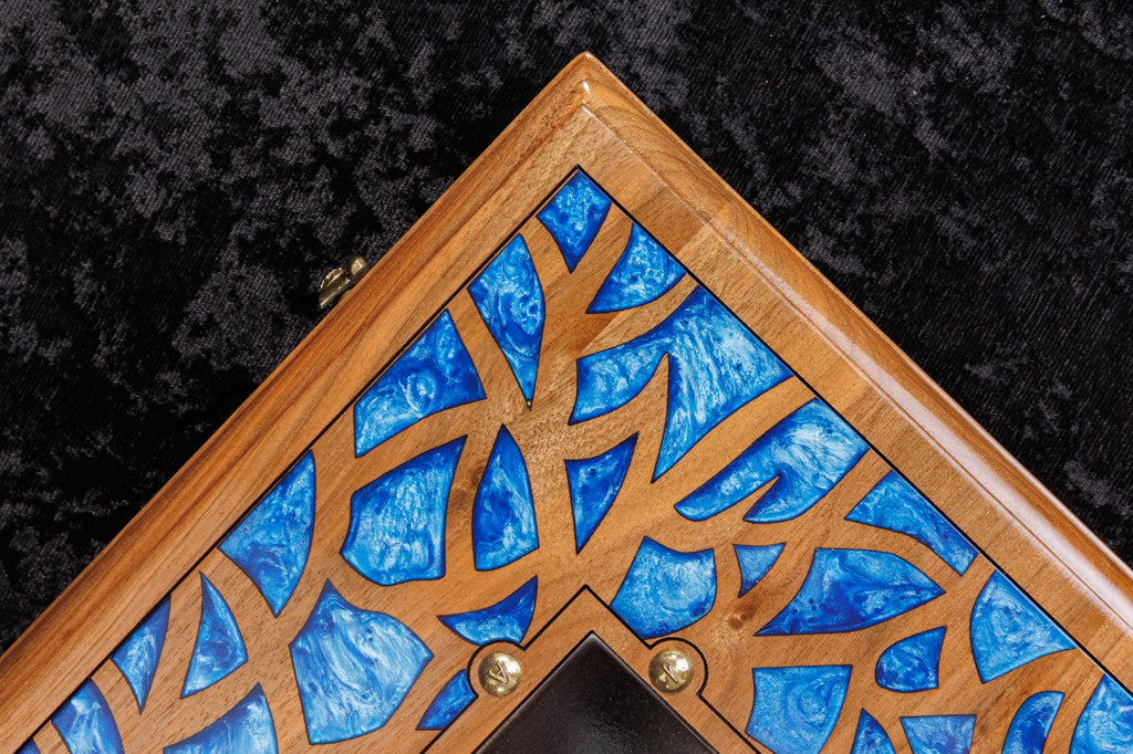Tree of Life Chess–Backgammon Board with Epoxy Resin – 60 cm | 23.6" Handmade Wooden Game Set
