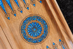 Tree of Life Chess Epoxy Resin chess and backgammon set - chess pieces set up for play