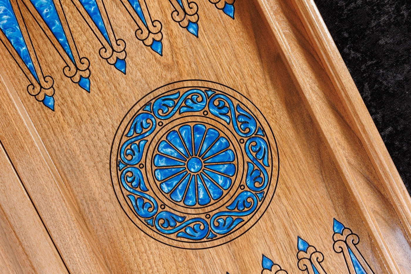 Tree of Life Chess–Backgammon Board with Epoxy Resin – 60 cm | 23.6" Handmade Wooden Game Set