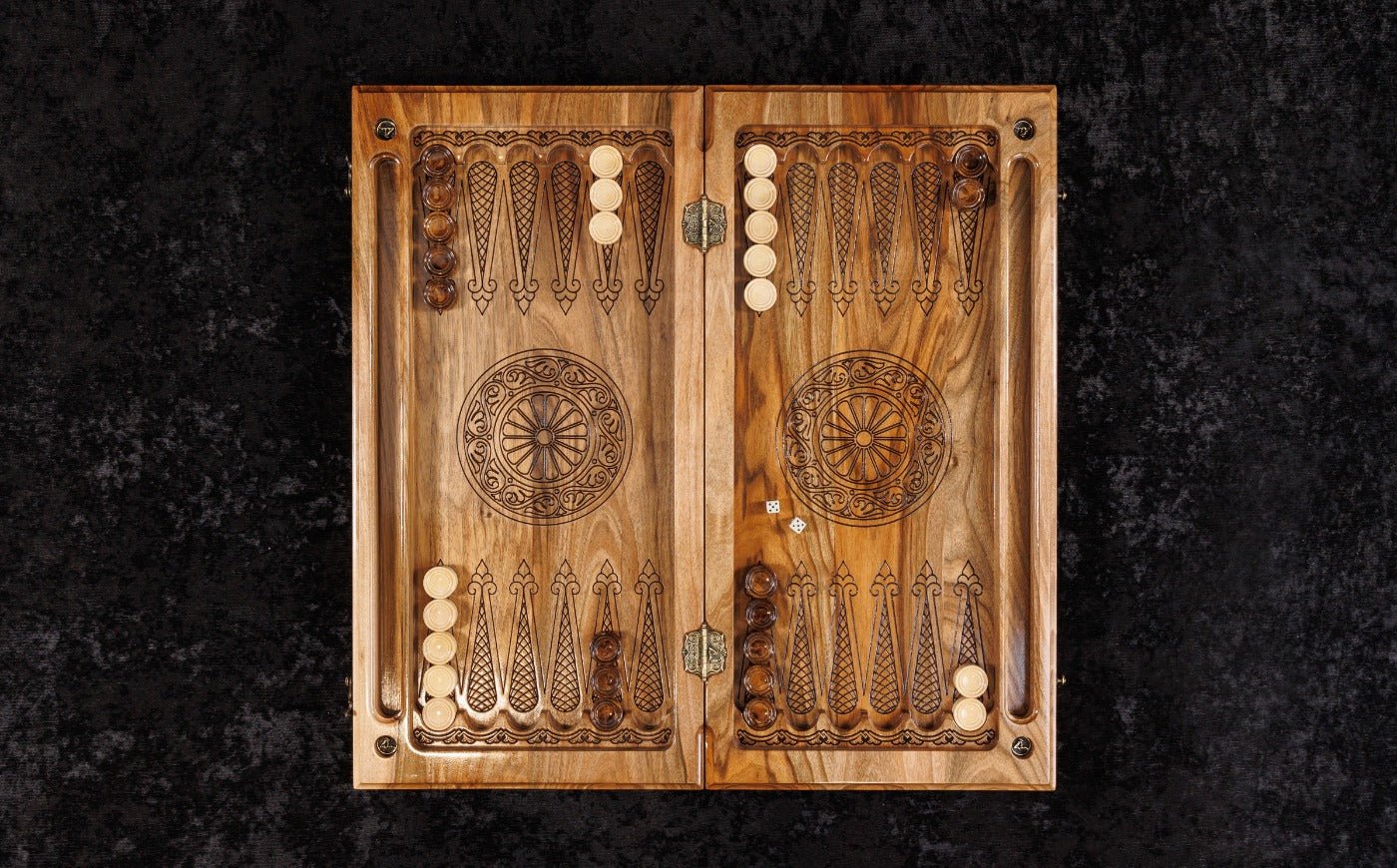 Luxury Wooden Chess Set & Backgammon With Ornament & Epoxy 60 cm | 23.6" - Unumperfectus
