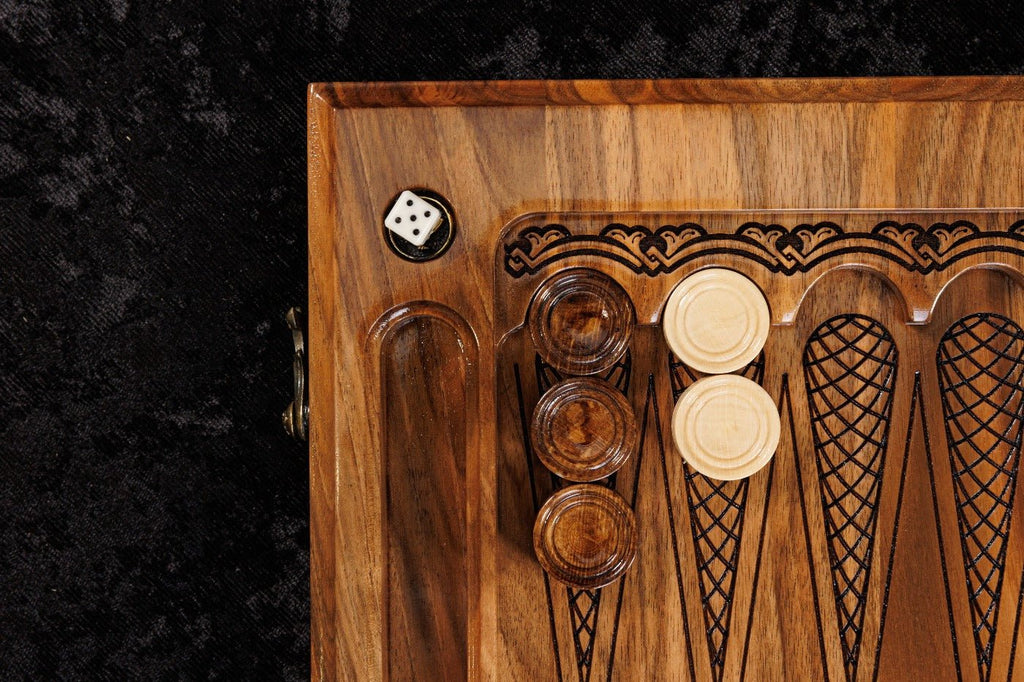 Luxury Wooden Chess Set & Backgammon With Ornament & Epoxy 60 cm | 23.6" - Unumperfectus