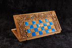 Ornament Epoxy chess and backgammon set in epoxy resin and wood by Hrachya Ohanyan