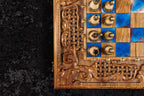 Ornament Epoxy chess and backgammon set - chess pieces set up for play