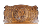 Majestic Lion backgammon board - playing pieces and dice arranged on the board