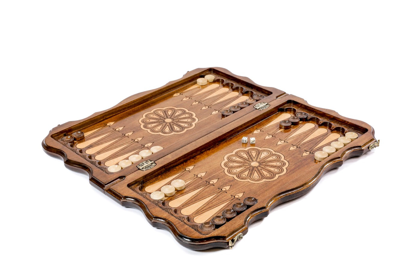 Wooden chess set with Eternity inspired handcrafted detailing