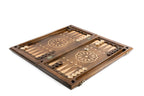 Wooden backgammon board with symbolic eagle design and handcrafted finish