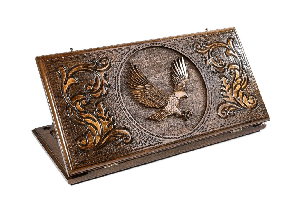 Handcrafted wooden backgammon board with Eagle classic design 23.6 inch